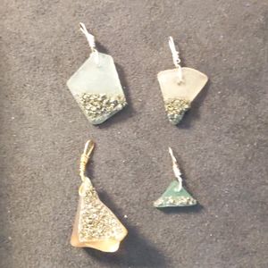 Lot of 4 Handmade Sea Glass Pendants